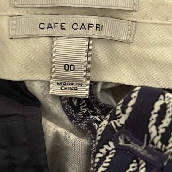 J CREW Womens Navy Rope Print Cotton Blend Flat Front Cafe Capri Pants. Size 00. - Picture 6 of 6